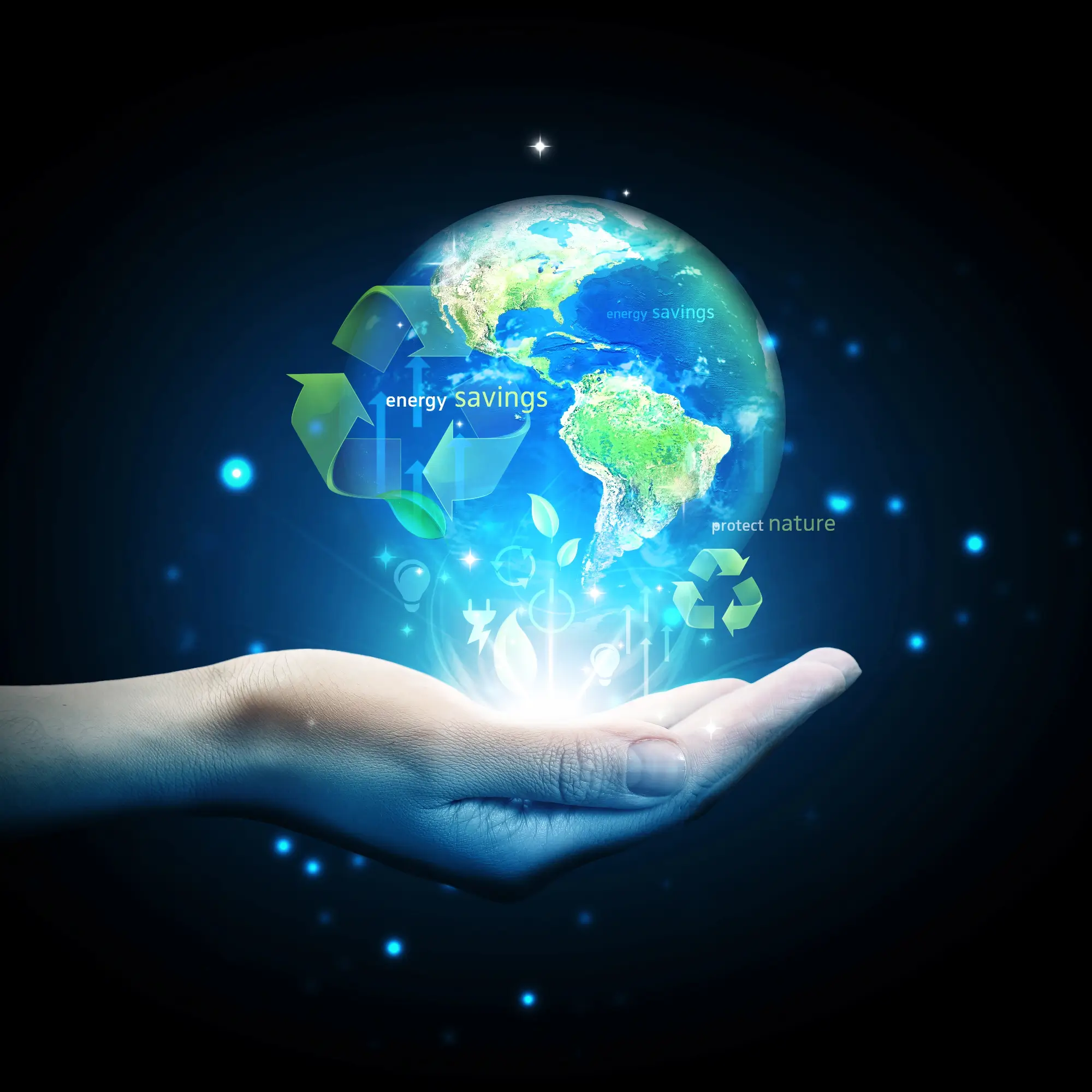 hand holding earth for energy efficiency
